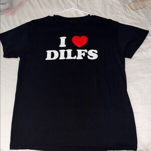 Black T-Shirt with Red Heart Graphic